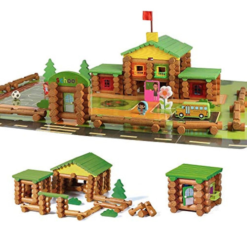 Juego De Troncos De Madera Auténtica Wondertoys De 269 Pieza