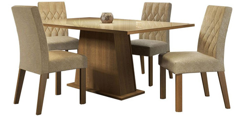 Conjunto Comedor Madesa Mesa Cristal 4 Sillas Aryeli