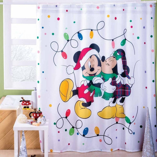 Cortina Baño Minnie Navidad Poliéster Estándar Concord Color Multicolor