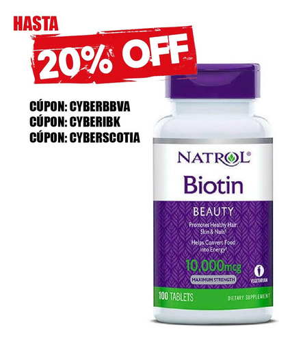 Imagen 4 de 4 de Vitamina Biotin Natrol 10,000 Mcg 100 Capsulas