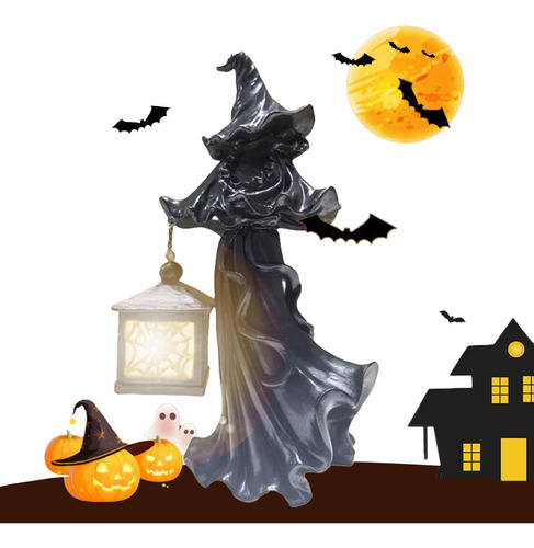 Estatua De La Bruja De Halloween Que Contiene Luces