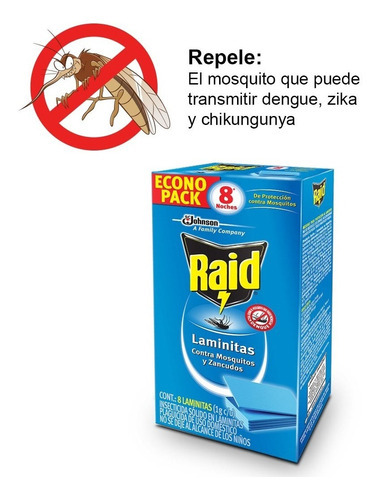 Raid Laminitas Mosquitos 8 Repuestos