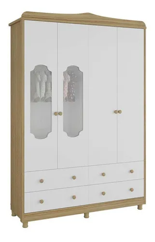 Armario infantil Peroba de Noah Furniture, color blanco brillante y roble