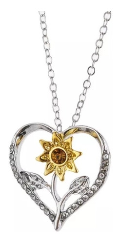 Cadena Con Dije De Corazon Y Girasol Para Novia, Amiga 