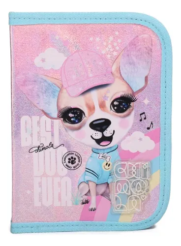 comprar Cartuchera Escolar Best Dog Solapa Chimola Perrito Color Rosa Claro\u002Fceleste Uv Dog