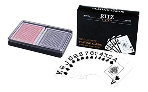 2decks Poker Size Ritz 100% Naipes De Plastico En Estuche De