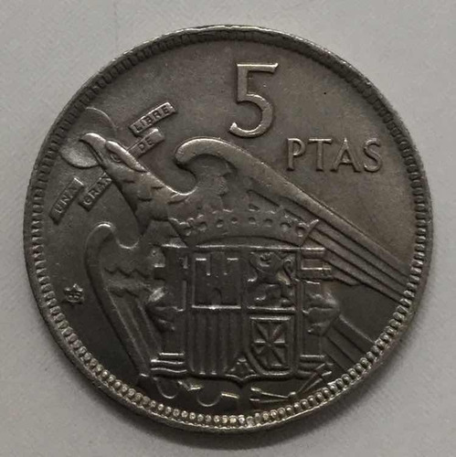 Moeda Espanha 5 Pesetas - 1957