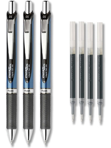 Pentel Energel Deluxe, Pack 3 Un. 4 Refills (black - 0.5mm) 