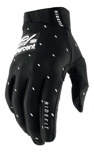 Luva 100% Ridefit Preto Branco Motocross Trilha Moutainbike