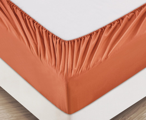 Juego De Sábanas Matrimoniales 6 Piezas Microfibra Naranja Ó