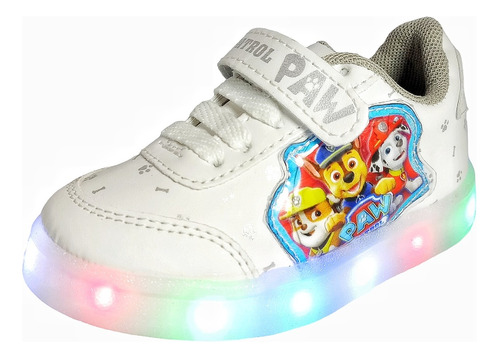 Paw Patrol Blanco Escolar Para Niño Foquitos Led 13 Al 21