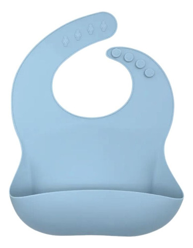 Babador Silicone Infantil Bebê Pega Migalhas Impermeável - Azul