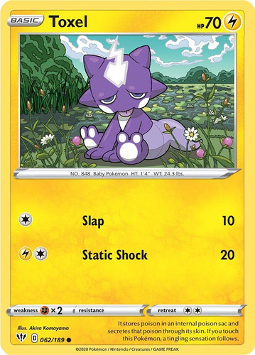 Cartas Pokemon Toxel 62/189 Darkness Ablaze Daa (Usado)