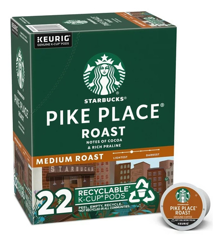 Cafe Starbucks Pike Place Tostado Medio, Keurig 22 Pods