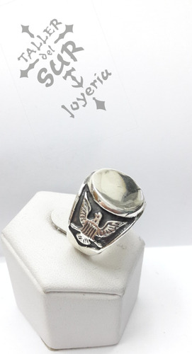 Anillo Hombre Aguila Sello Iniciales Elaborado Plata 925