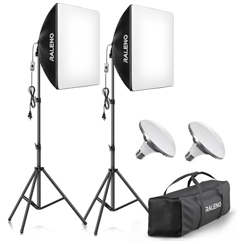 Raleno Softbox Lighting Kit, Studio Lights Con 2x50w Q5qkd