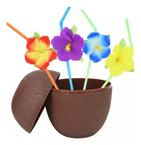 Gv 12 Tazas De Coco Para Fiesta Tropical Hawaiana, Fiesta