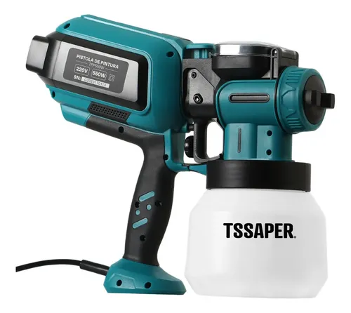 Pulverizador Pistola Pintura Elétrica 550w 3 Bicos Tssaper Cor Az...