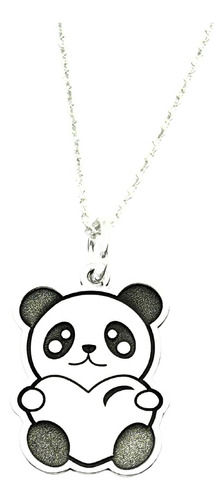 Dije Oso Panda Corazón Con Cadena Sw925