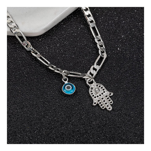 Tobillera De Mal De Ojo Para Mujer, Delicada Cadena Figaro