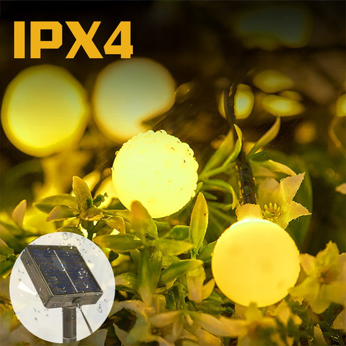 12m Solar Globo Cadena De Luces 100leds Para Fiesta