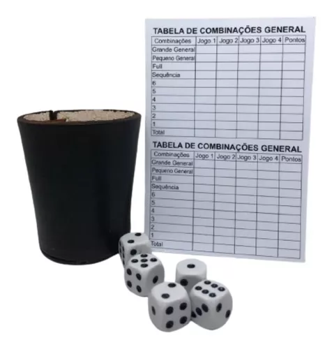 Jogo General Dados Com Copo Agitador Tabuleiro Anotações RPG - KEP STORE