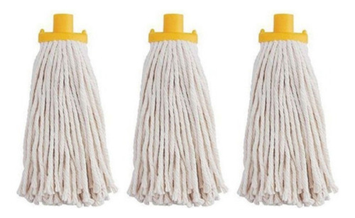 3 Refil Esfregão Úmido Mop 190g Branco Rosca Universal
