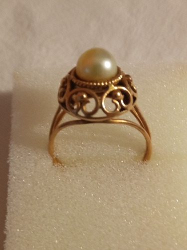 Anillo Antiguo Oro 18 K Con Perla Cultivo