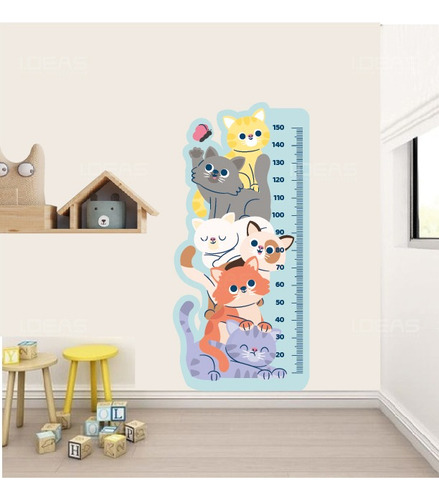 Vinil Decorativo Medidor Infantil Gatos Cats Regla Medidora