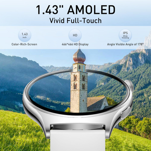Reloj Inteligente Para Hombres Y Mujeres, Relojes Inteligentes Amoled De 1.4 Pulgadas Con Llamada Bluetooth, Seguimiento De Fitness Con Monitor De Sue