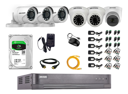 Cámaras Vigilancia Kit 6 Hikvision Full Hd 2tb + Microfono