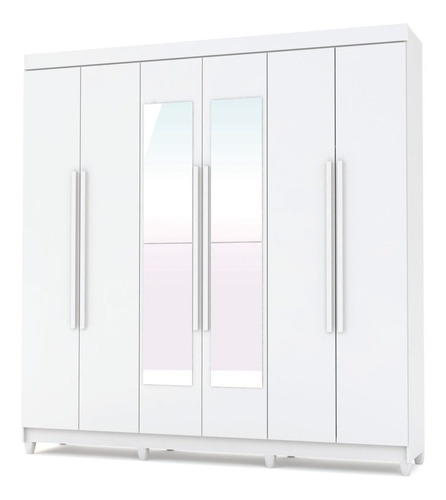 Guarda Roupa Casal Elegance 6 Portas E Espelho Branco - Vlr 