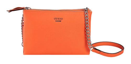 Imagen 4 de 7 de Bolsa Guess Kalei Mini Dbl Zip Crossbody En Color Naranja