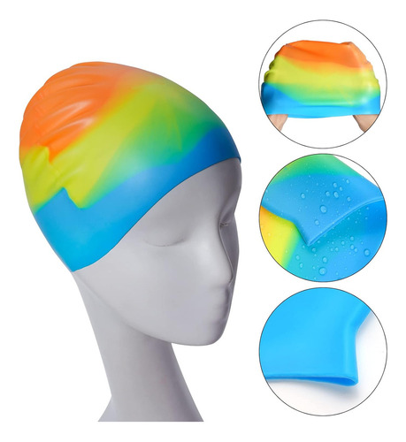 W Gorro De Natacion De Silicona De 6 Piezas Para Ninos Y
