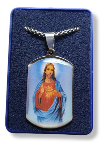 Medalla Sagrado Corazón De Jesus C/ Cadena Todo Acero Quirur
