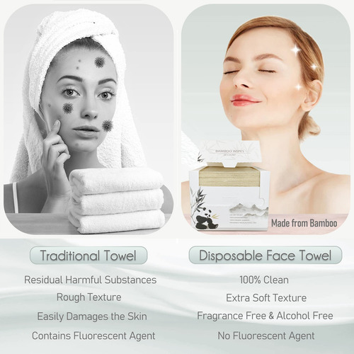 Wowotex Toallas Faciales De Bambú Desechables Biodegradables