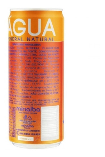 Agua Mineral Com Gás Minalba Lata 310ml 12 Unidades