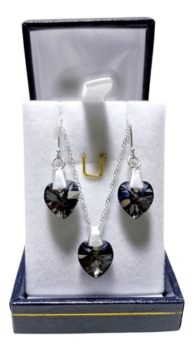Conjunto Joyas Cristal Swarovski Elements Corazón Plata 925