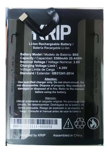 Bateria Pila Krip K66 B66 5380mah