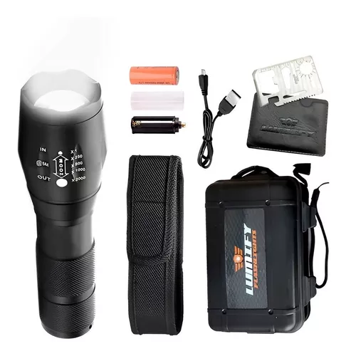 Poderosa Linterna Táctica Led Cree T6 Recargable Estuche