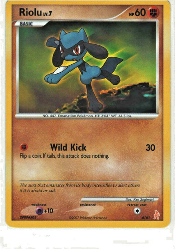 Cartas Pokemon Riolu 6/91 Manaphy Lucario Trainer Kit