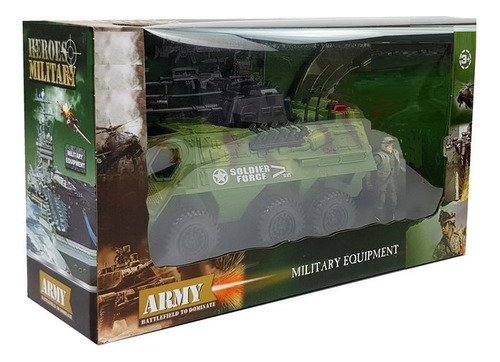 Vehiculo Militar Fuchs Tpz 2 Plastico 1:18 C/soldado Vehiculo Militar Camuflado Verde