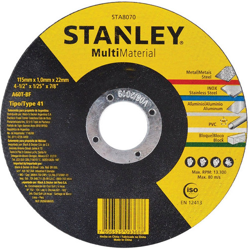 25 Disco De Corte Fino Multimaterial 4.1/2 Sta8070 Stanley