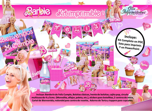 Kit Cumpleaños Imprimible Barbie Y Ken La Pelicula