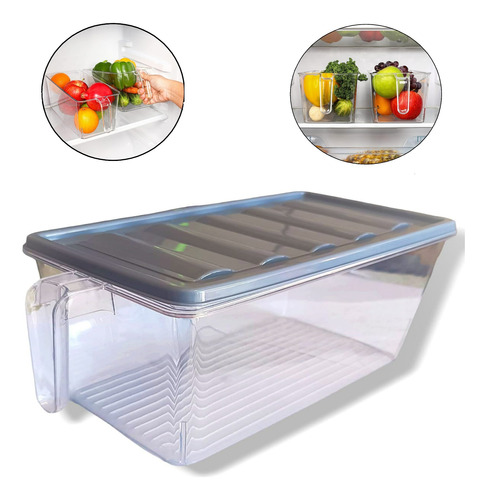 Caja Organizadora Refrigerador Con Tapa Y Mango Dispensador