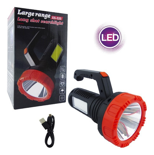 Foco Recargable Led + 2 Cob Baliza Y Linterna