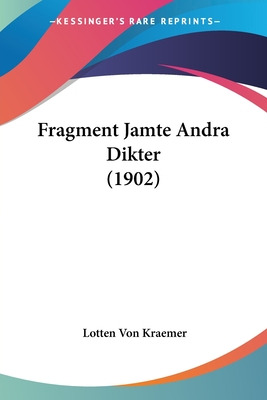 Libro Fragment Jamte Andra Dikter (1902) - Kraemer, Lotte...