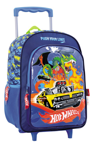 Mochila Con Carro Grande 16 PuLG Hot Wheels Licencia Oficial