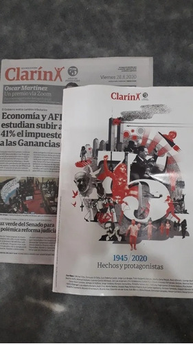 Diario Clarín Aniversario 28/8/2020 Con Suplemento 75 Años 
