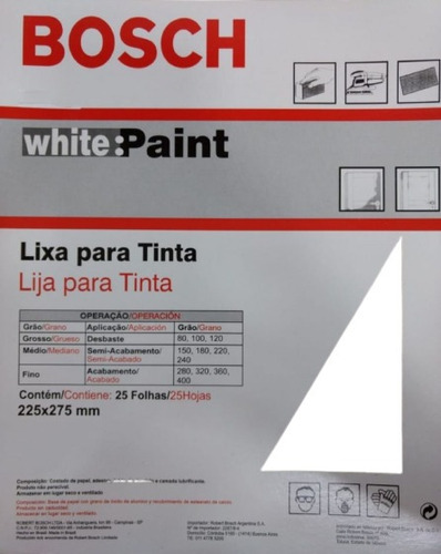 Lija P/tinta Bosch Paquete 25 Hojas Grano 280